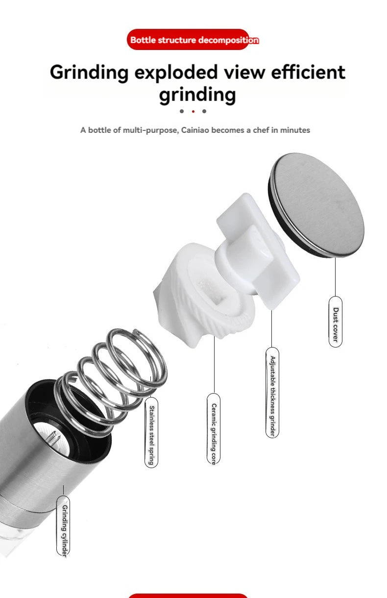 2-in-1 Manual Salt & Pepper Grinder – Stainless Steel 2-in-1 Manual Salt & Pepper Grinder – Stainless Steel