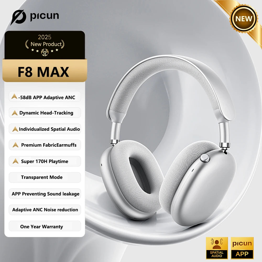 Picun F8 Pro ANC Wireless Headphones – 3D Audio & HD Mic Picun F8 Pro ANC Wireless Headphones – 3D Audio & HD Mic