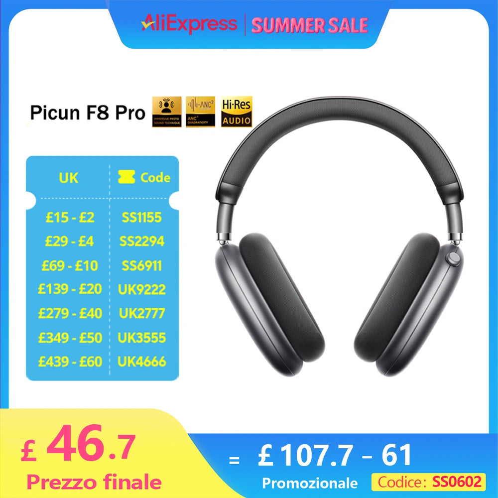 Picun F8 Pro ANC Wireless Headphones – 3D Audio & HD Mic Picun F8 Pro ANC Wireless Headphones – 3D Audio & HD Mic