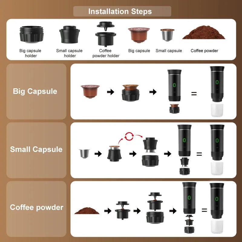 3-in-1 Portable Espresso Coffee Maker 3-in-1 Portable Espresso Coffee Maker