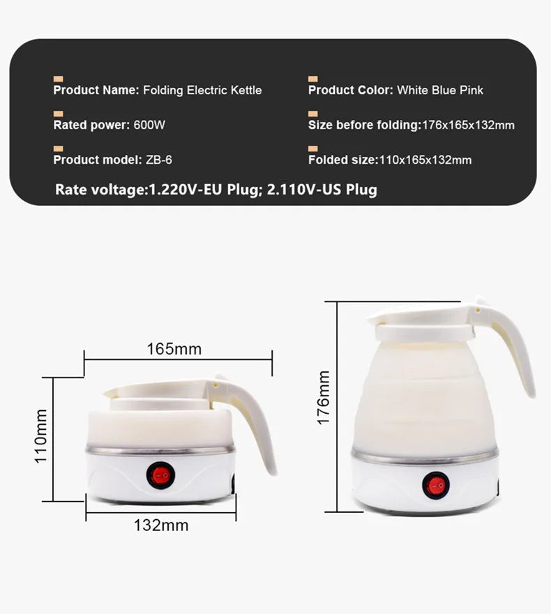 600ML Foldable Portable Electric Travel Kettle 600ML Foldable Portable Electric Travel Kettle