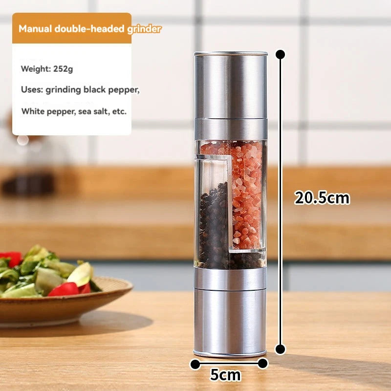 2-in-1 Manual Salt & Pepper Grinder – Stainless Steel 2-in-1 Manual Salt & Pepper Grinder – Stainless Steel