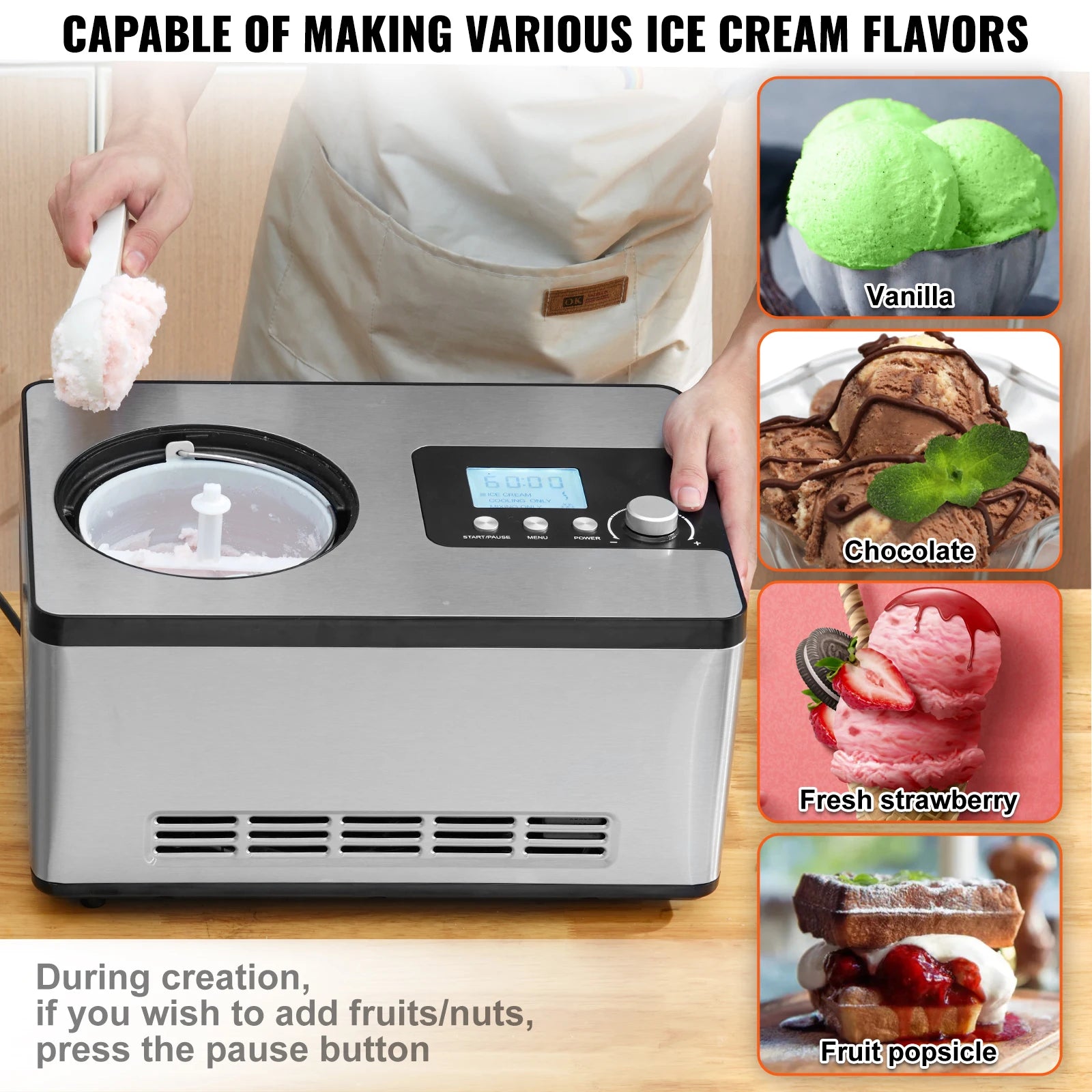 VEVOR 2QT Automatic Ice Cream Maker – Built-In Compressor VEVOR 2QT Automatic Ice Cream Maker – Built-In Compressor