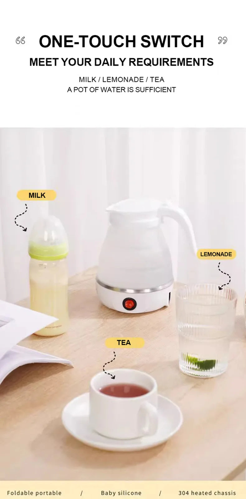 600ML Foldable Portable Electric Travel Kettle 600ML Foldable Portable Electric Travel Kettle
