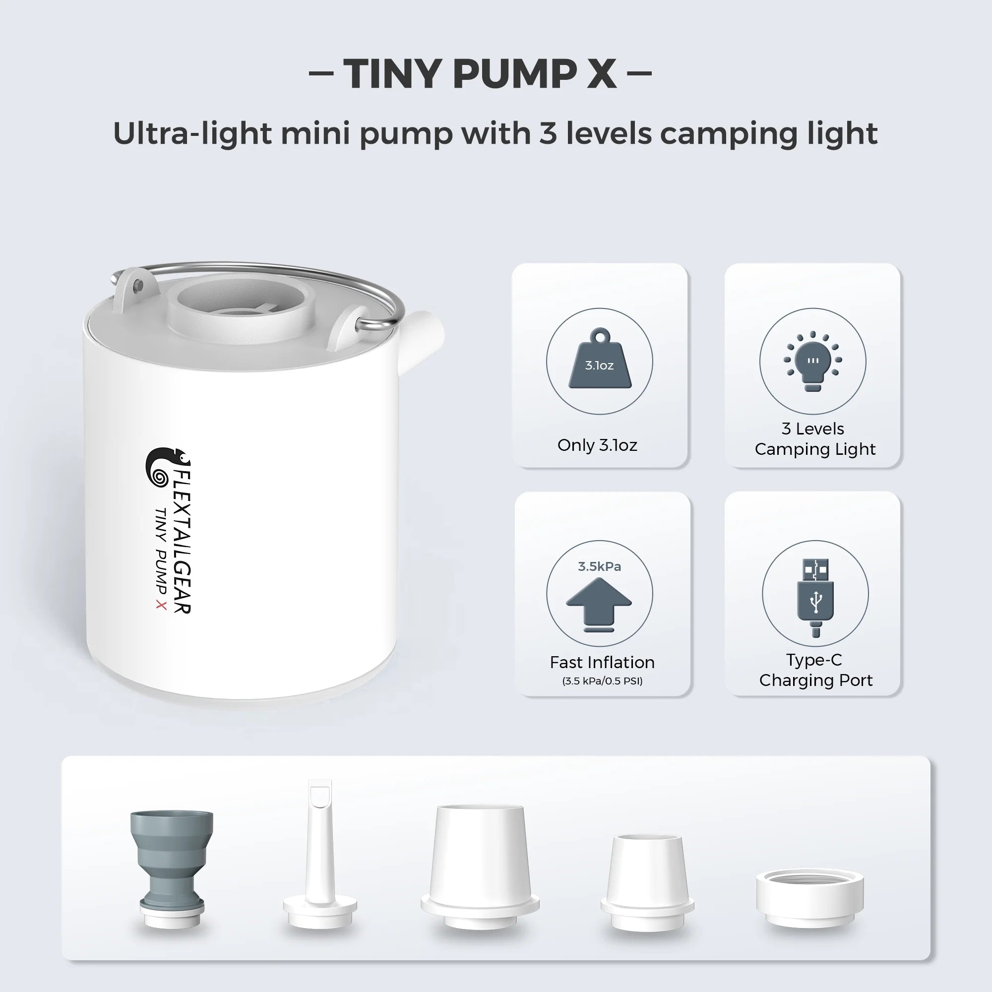 FLEXTAILGEAR Tiny Pump X – Mini Air Pump & Camping Light FLEXTAILGEAR Tiny Pump X – Mini Air Pump & Camping Light