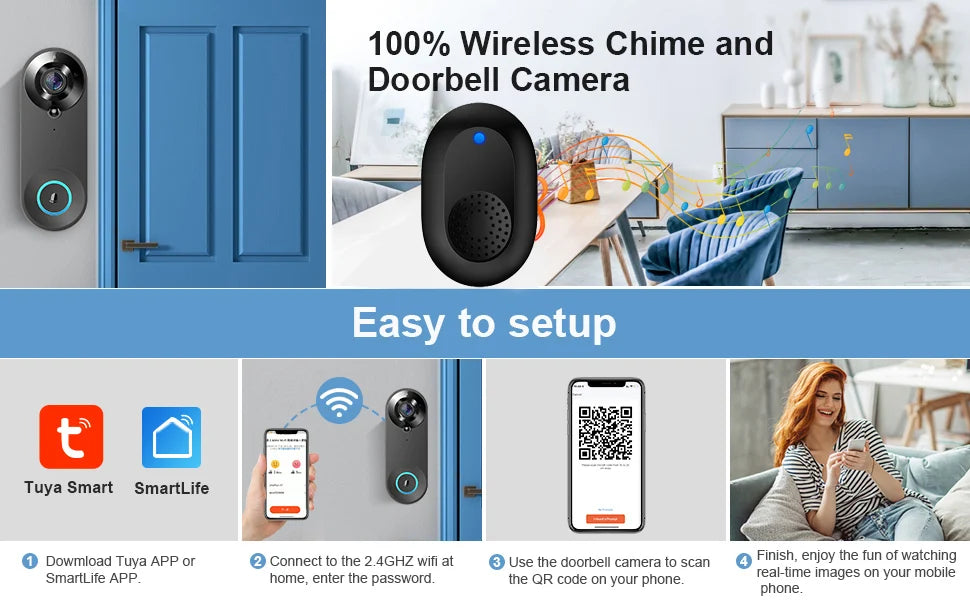 1080P Smart WiFi Video Doorbell – Tuya Compatible 1080P Smart WiFi Video Doorbell – Tuya Compatible