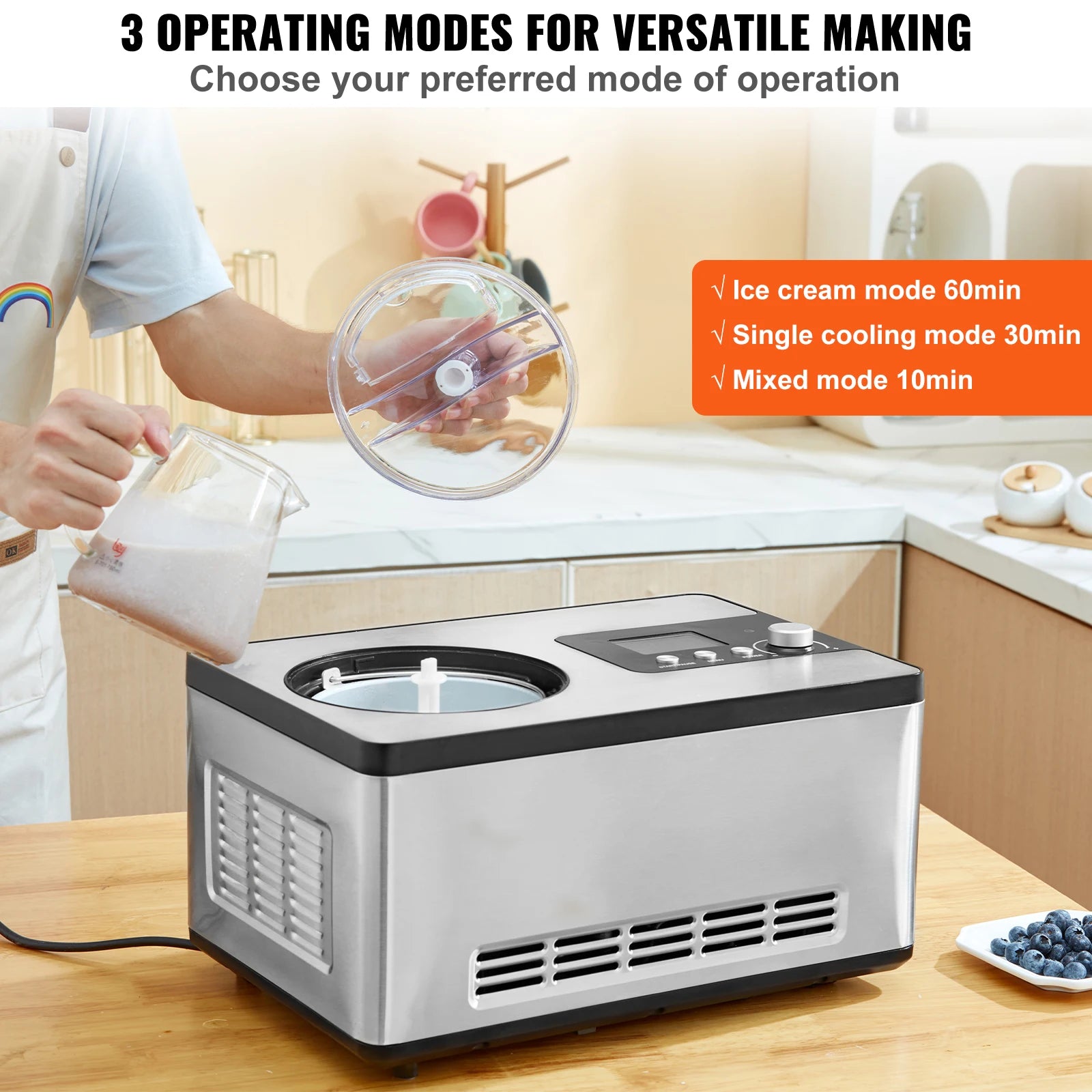 VEVOR 2QT Automatic Ice Cream Maker – Built-In Compressor VEVOR 2QT Automatic Ice Cream Maker – Built-In Compressor