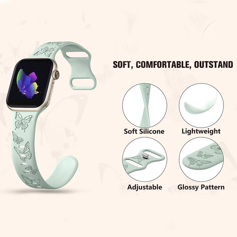 Butterfly Silicone Strap for Apple Watch (All Sizes & Series) Butterfly Silicone Strap for Apple Watch (All Sizes & Series)