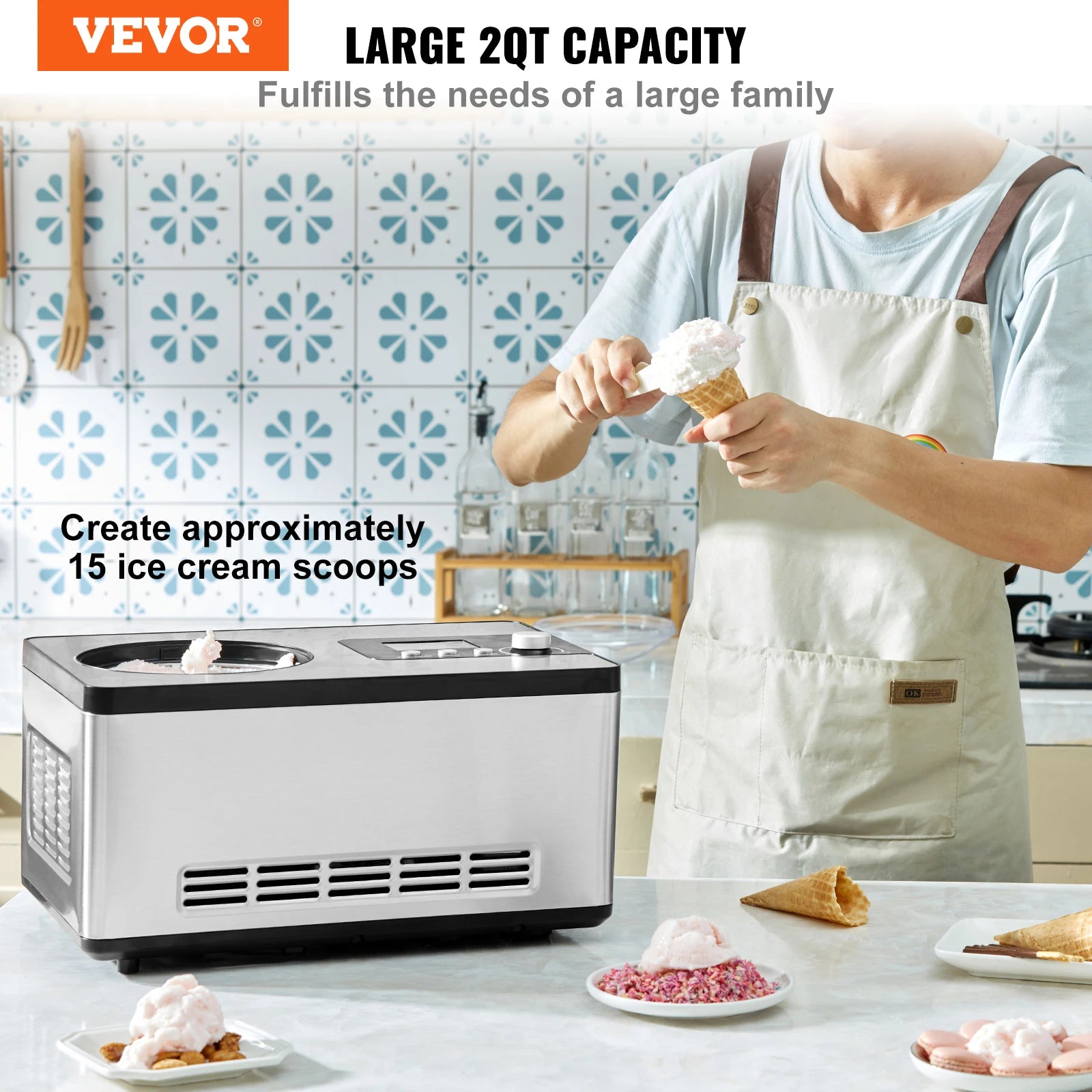 VEVOR 2QT Automatic Ice Cream Maker – Built-In Compressor VEVOR 2QT Automatic Ice Cream Maker – Built-In Compressor