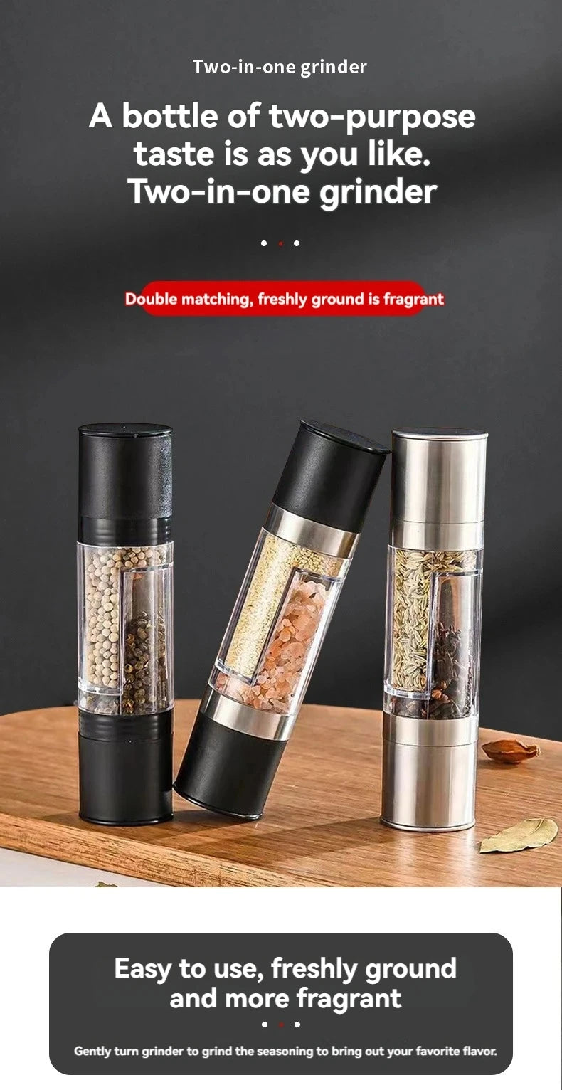 2-in-1 Manual Salt & Pepper Grinder – Stainless Steel 2-in-1 Manual Salt & Pepper Grinder – Stainless Steel