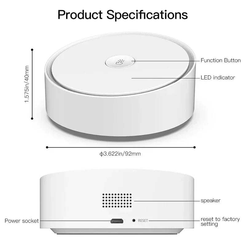 Tuya Smart Gateway Hub – WiFi ZigBee Bluetooth Tuya Smart Gateway Hub – WiFi ZigBee Bluetooth
