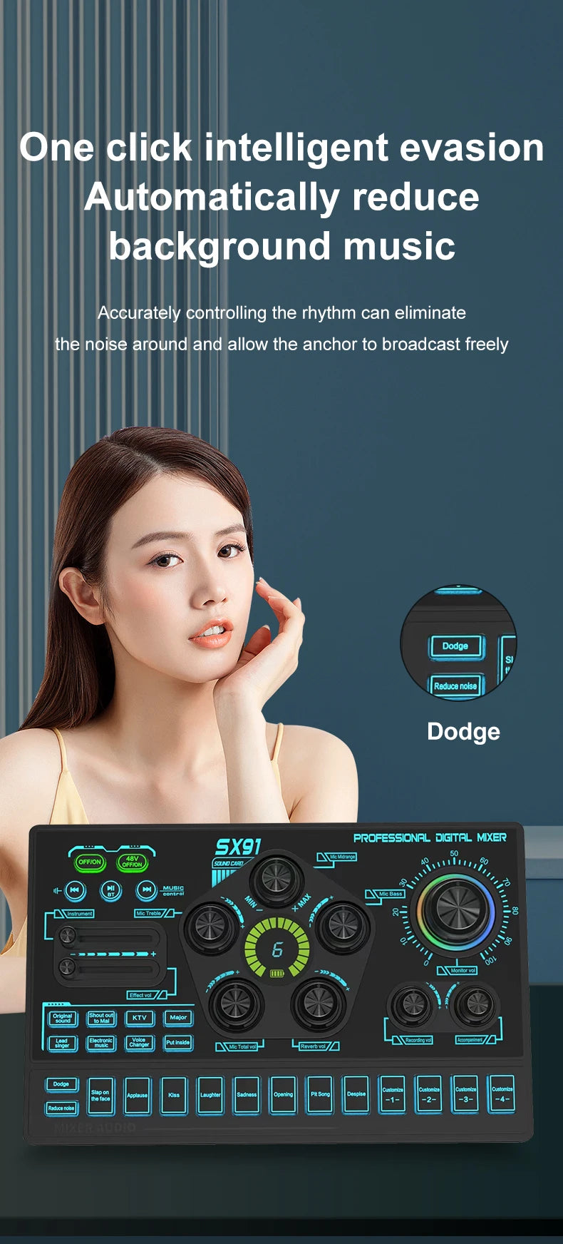 SX91 48V Audio Mixer with Voice Changer SX91 48V Audio Mixer with Voice Changer