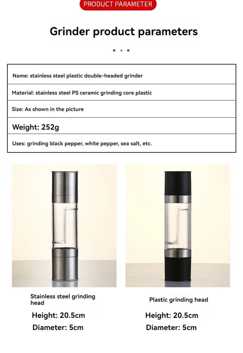 2-in-1 Manual Salt & Pepper Grinder – Stainless Steel 2-in-1 Manual Salt & Pepper Grinder – Stainless Steel