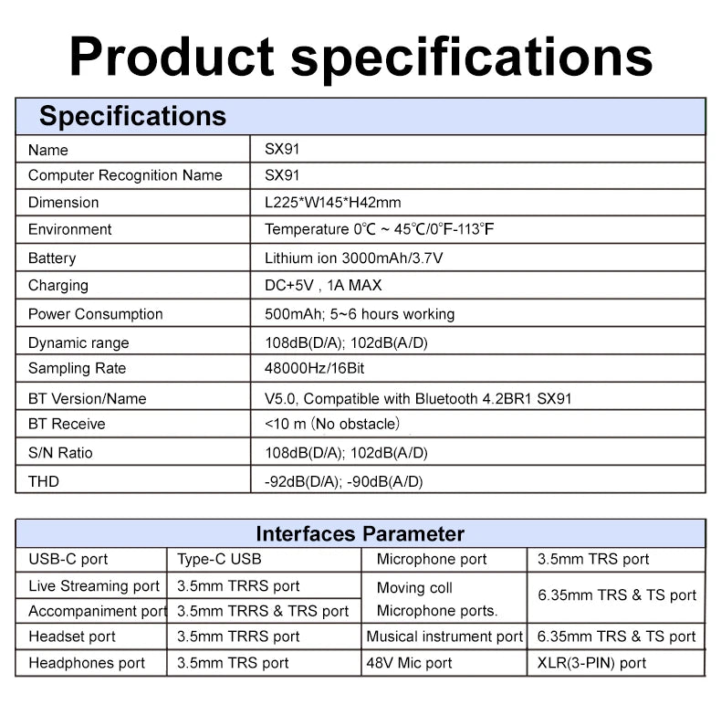 SX91 48V Audio Mixer with Voice Changer SX91 48V Audio Mixer with Voice Changer
