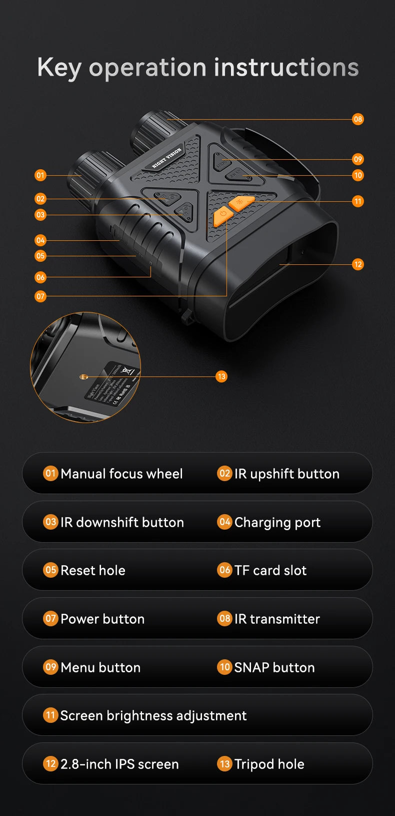 1080P Digital Night Vision Binoculars – 10x Zoom, Infrared, 800m Range 1080P Digital Night Vision Binoculars – 10x Zoom, Infrared, 800m Range