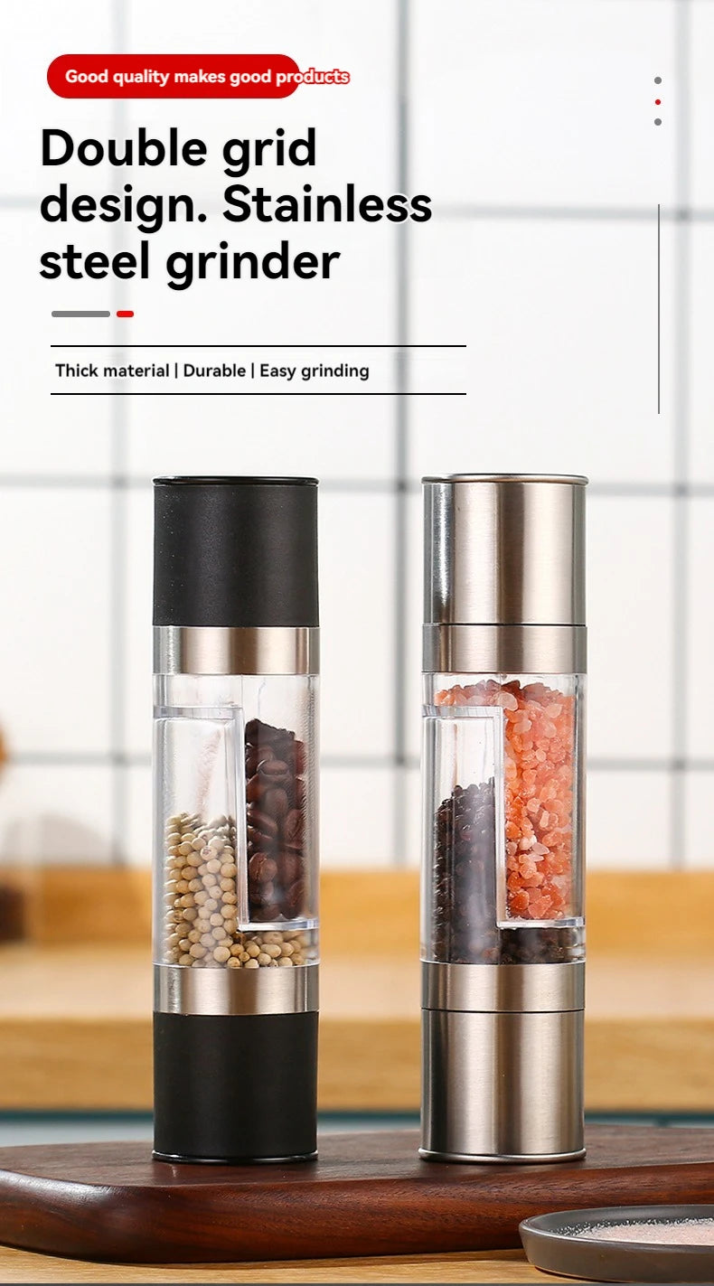 2-in-1 Manual Salt & Pepper Grinder – Stainless Steel 2-in-1 Manual Salt & Pepper Grinder – Stainless Steel