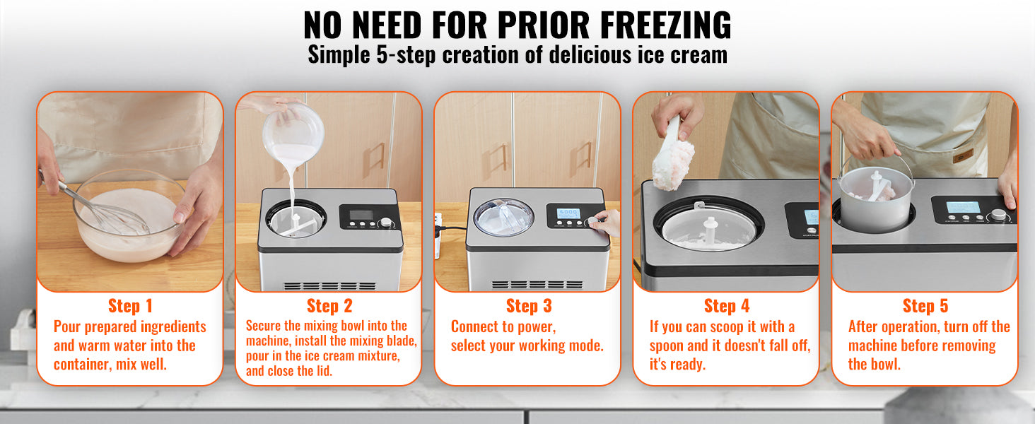 VEVOR 2QT Automatic Ice Cream Maker – Built-In Compressor VEVOR 2QT Automatic Ice Cream Maker – Built-In Compressor