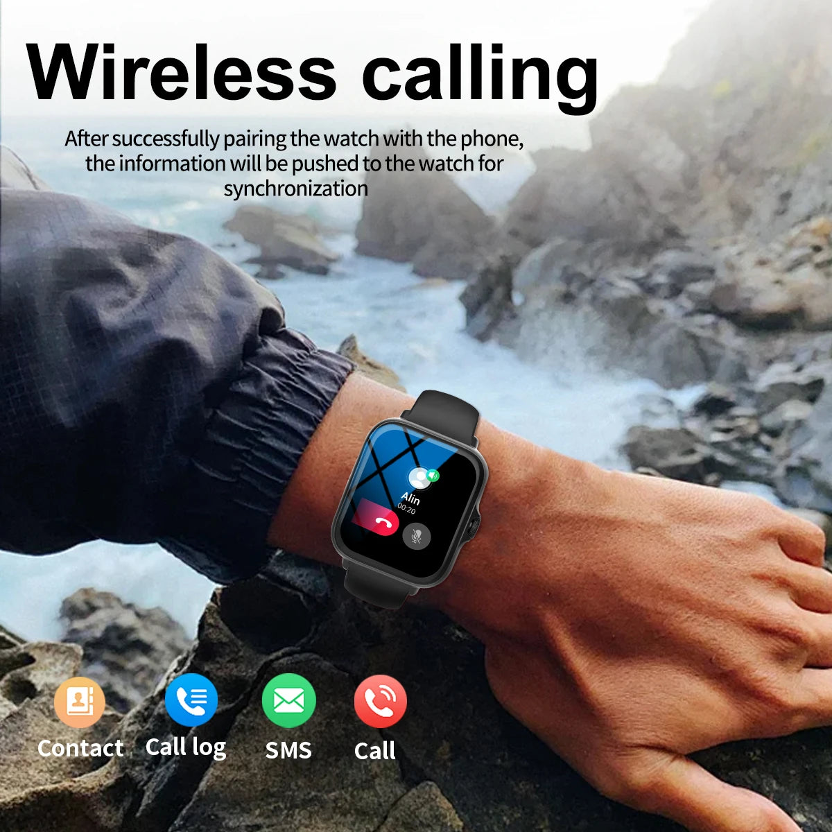 Smartwatch with Full Touch Screen – Call & Message Reminder
