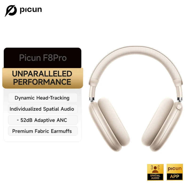 Picun F8 Pro ANC Wireless Headphones – 3D Audio & HD Mic