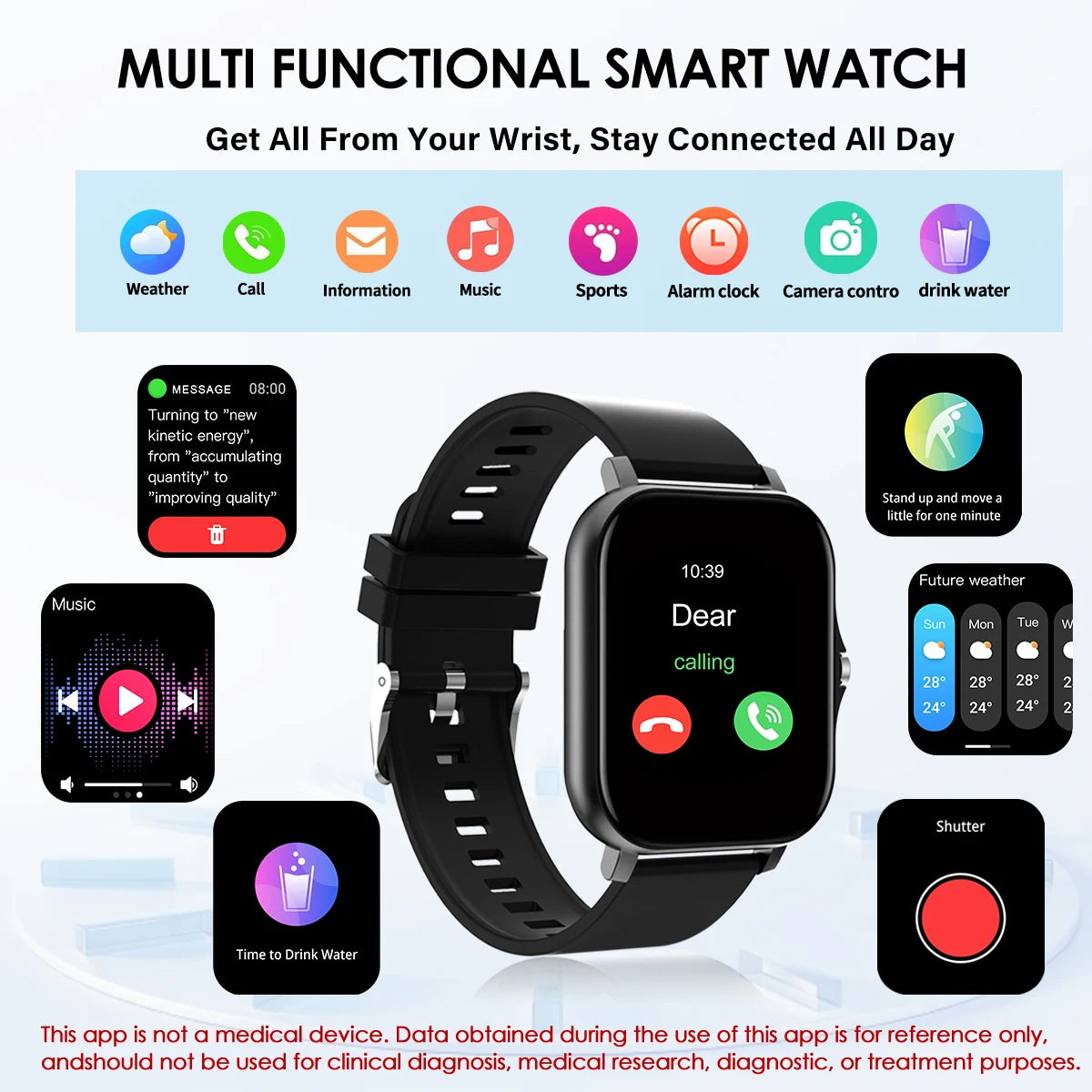 Smartwatch with Bluetooth Call – Music & Fitness Tracker