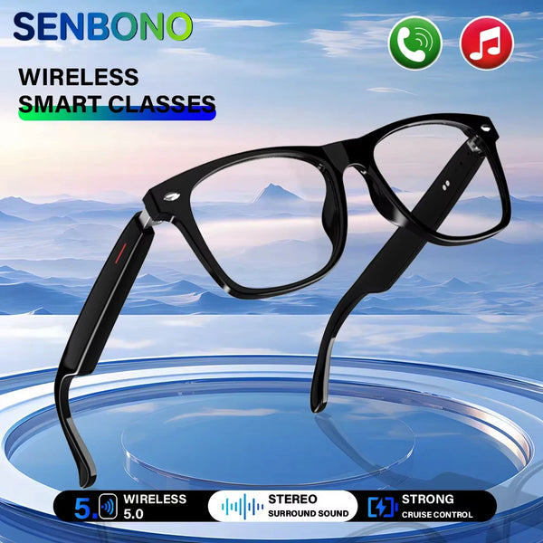 SENBONO Smart Bluetooth Glasses – Music & Call, Anti-Blue Light