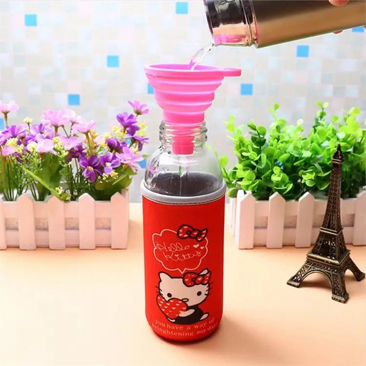 1pc Red Silicone Funnel – Mini Folding Kitchen Tool