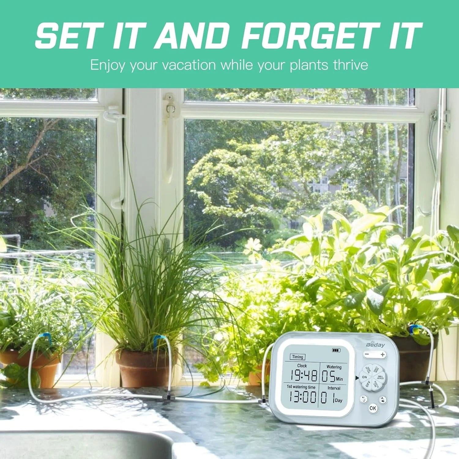 Automatic Indoor Plant Waterer – 15-Pot Drip Irrigation Kit