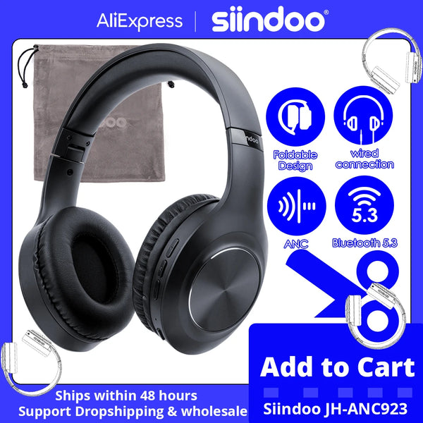 Siindoo JH-ANC923 ANC Wireless Headphones – Foldable HiFi Over-Ear