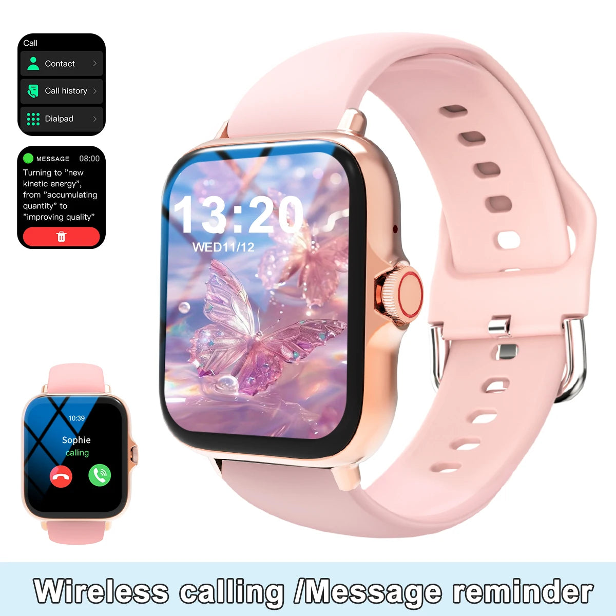 Smartwatch with Full Touch Screen – Call & Message Reminder