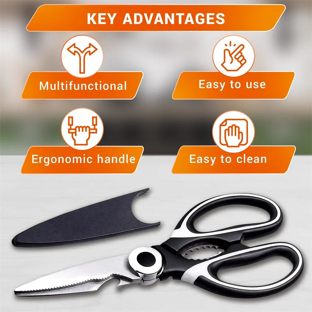 Smart Kitchen Shears – Heavy Duty Stainless Scissors with Cover