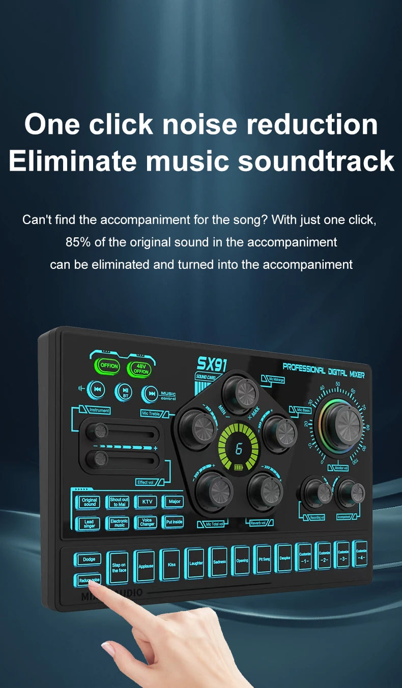 SX91 48V Audio Mixer with Voice Changer