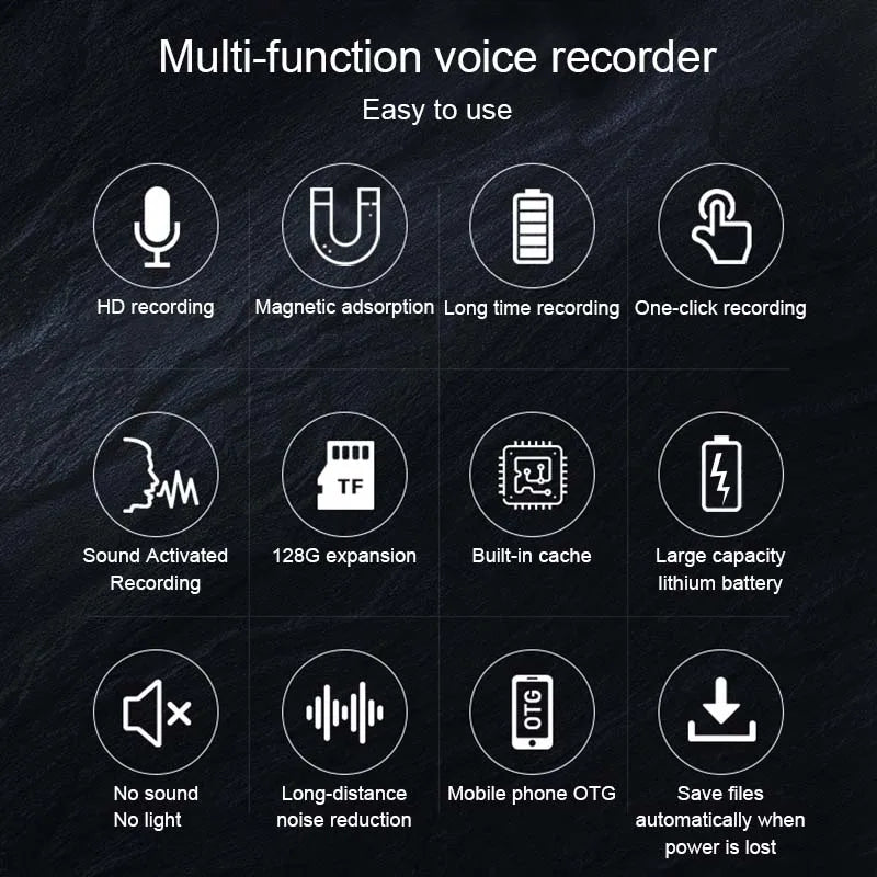 2500mAh Magnetic Voice Activated Recorder