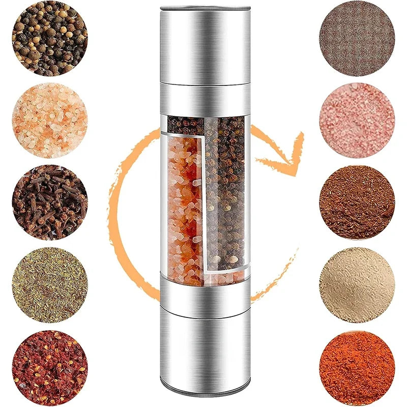2-in-1 Manual Salt & Pepper Grinder – Stainless Steel