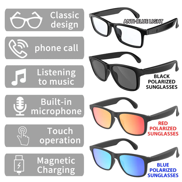 Smart Bluetooth Glasses – Music & Hands-Free Calling
