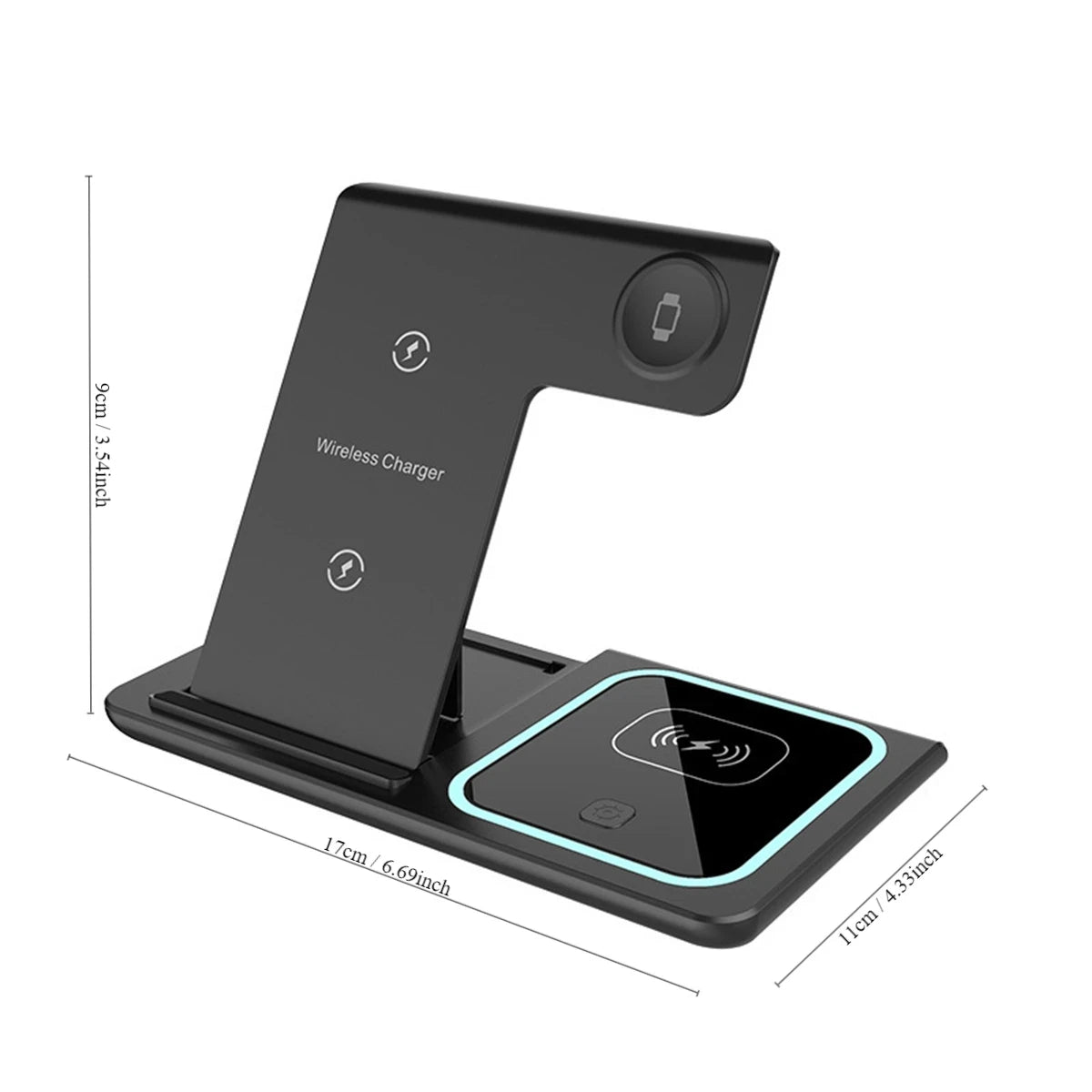 30W 3-in-1 Foldable Wireless Charging Station for iPhone, Apple Watch & AirPods