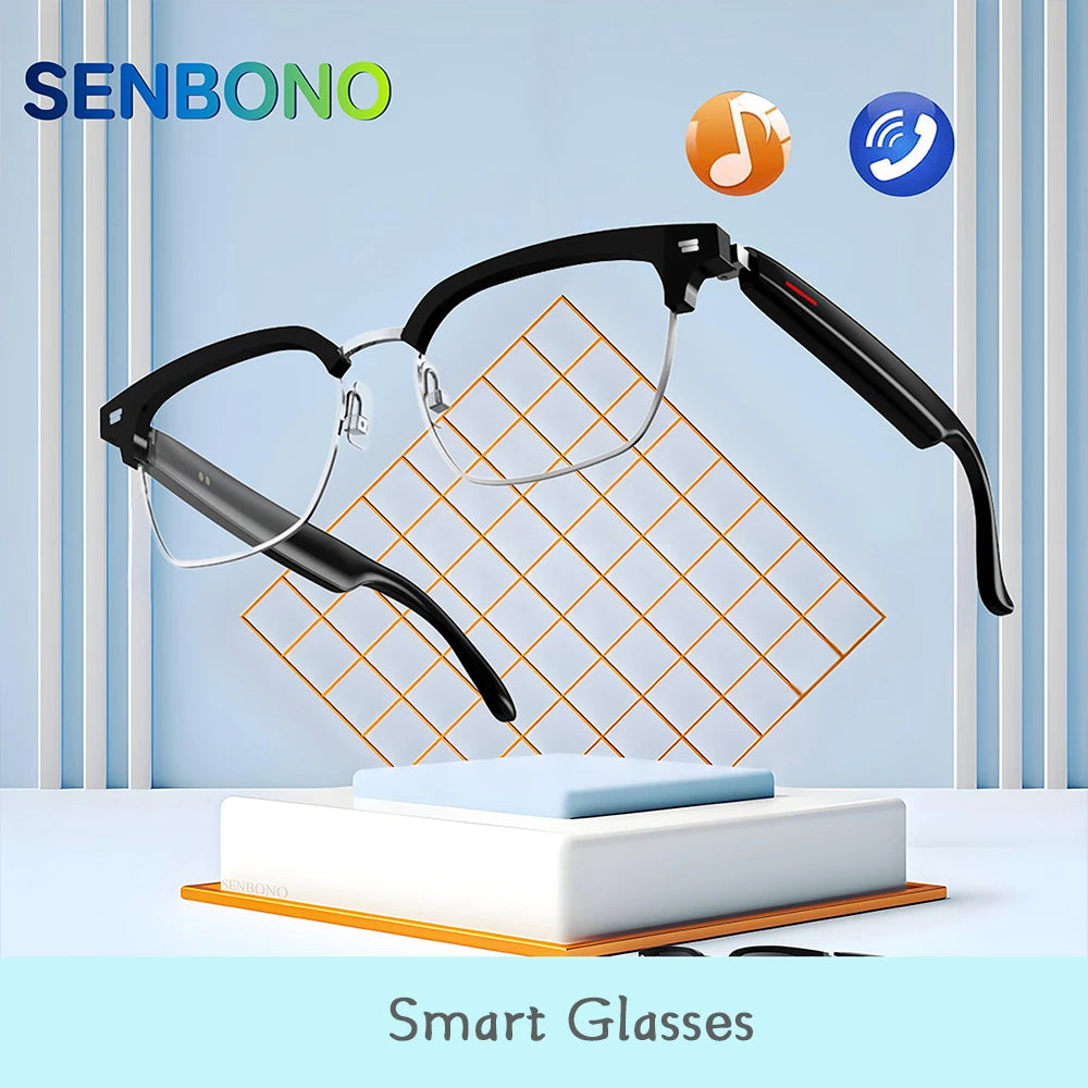 SENBONO Smart Bluetooth Glasses – Music & Call, Anti-Blue Light