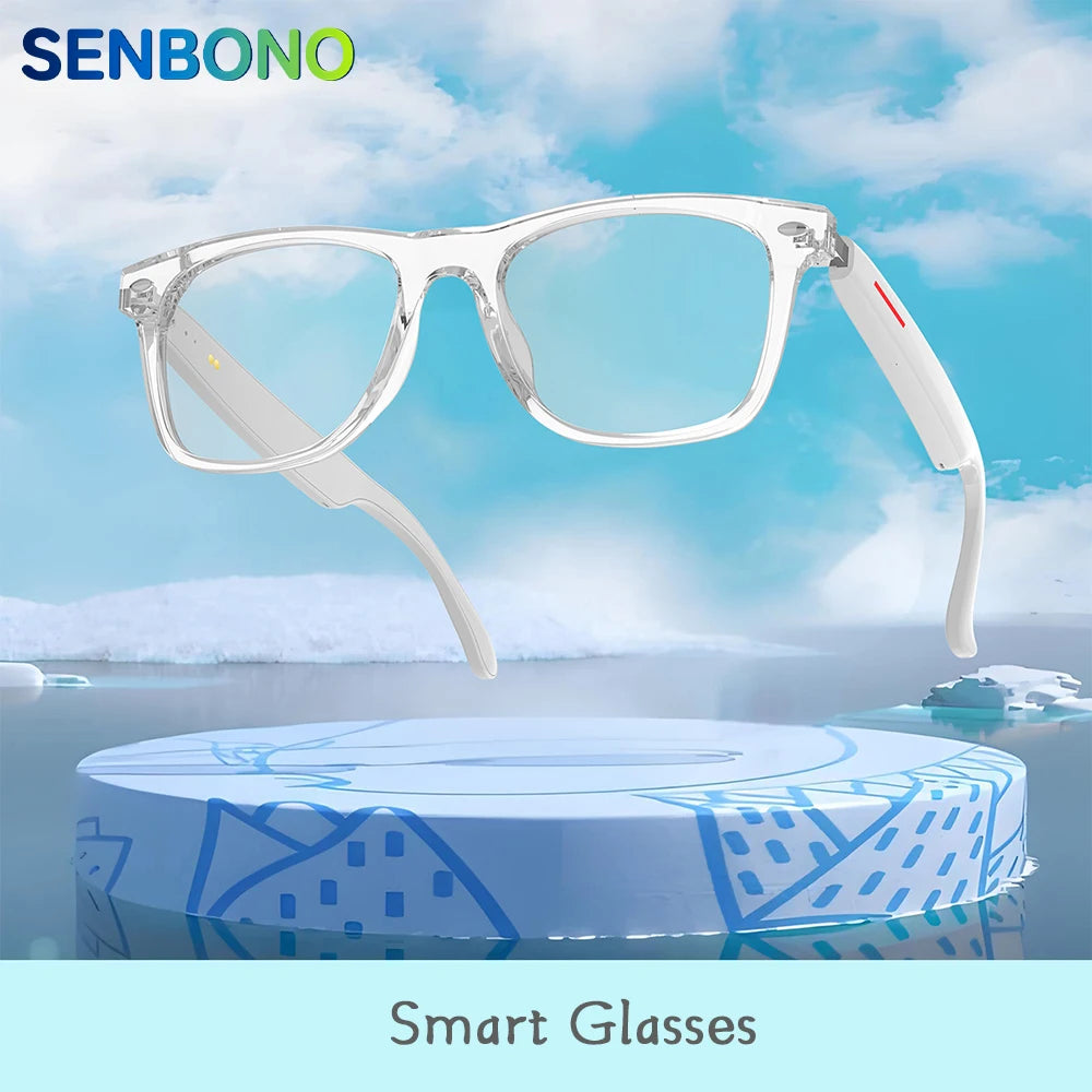 SENBONO Smart Bluetooth Glasses – Music & Call, Anti-Blue Light