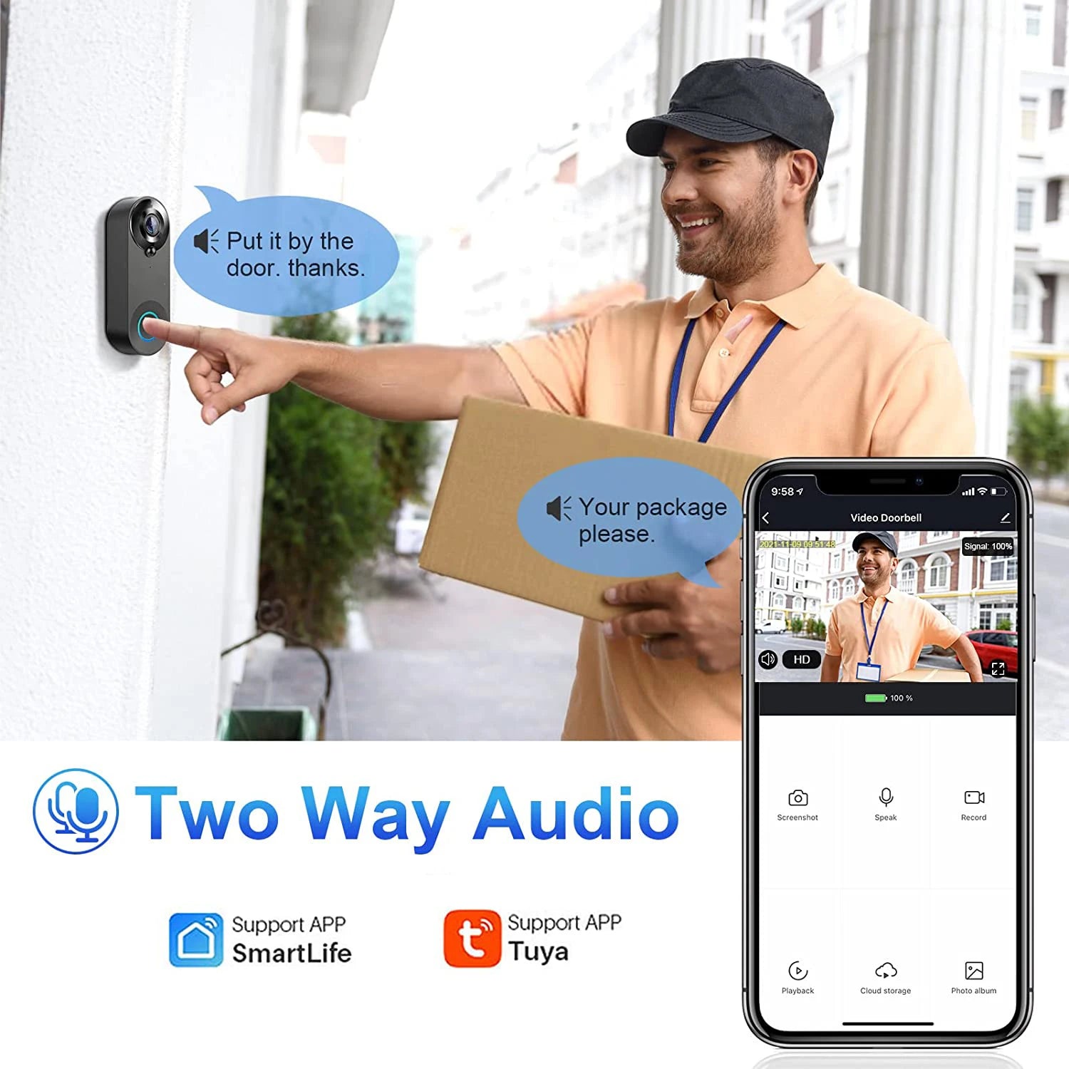 1080P Smart WiFi Video Doorbell – Tuya Compatible