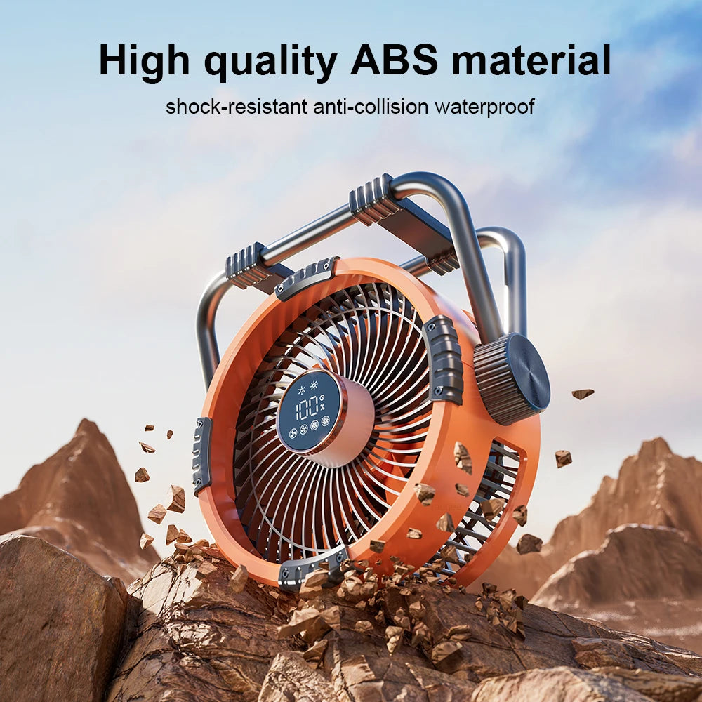 20,000mAh Rechargeable Camping Fan with Light & Hook