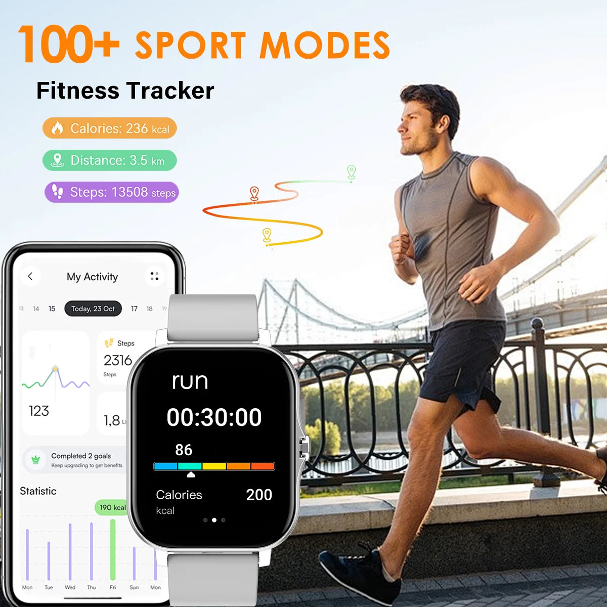 Smartwatch with Bluetooth Call – Music & Fitness Tracker