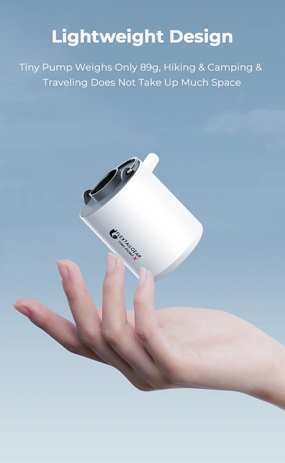 FLEXTAILGEAR Tiny Pump X – Mini Air Pump & Camping Light