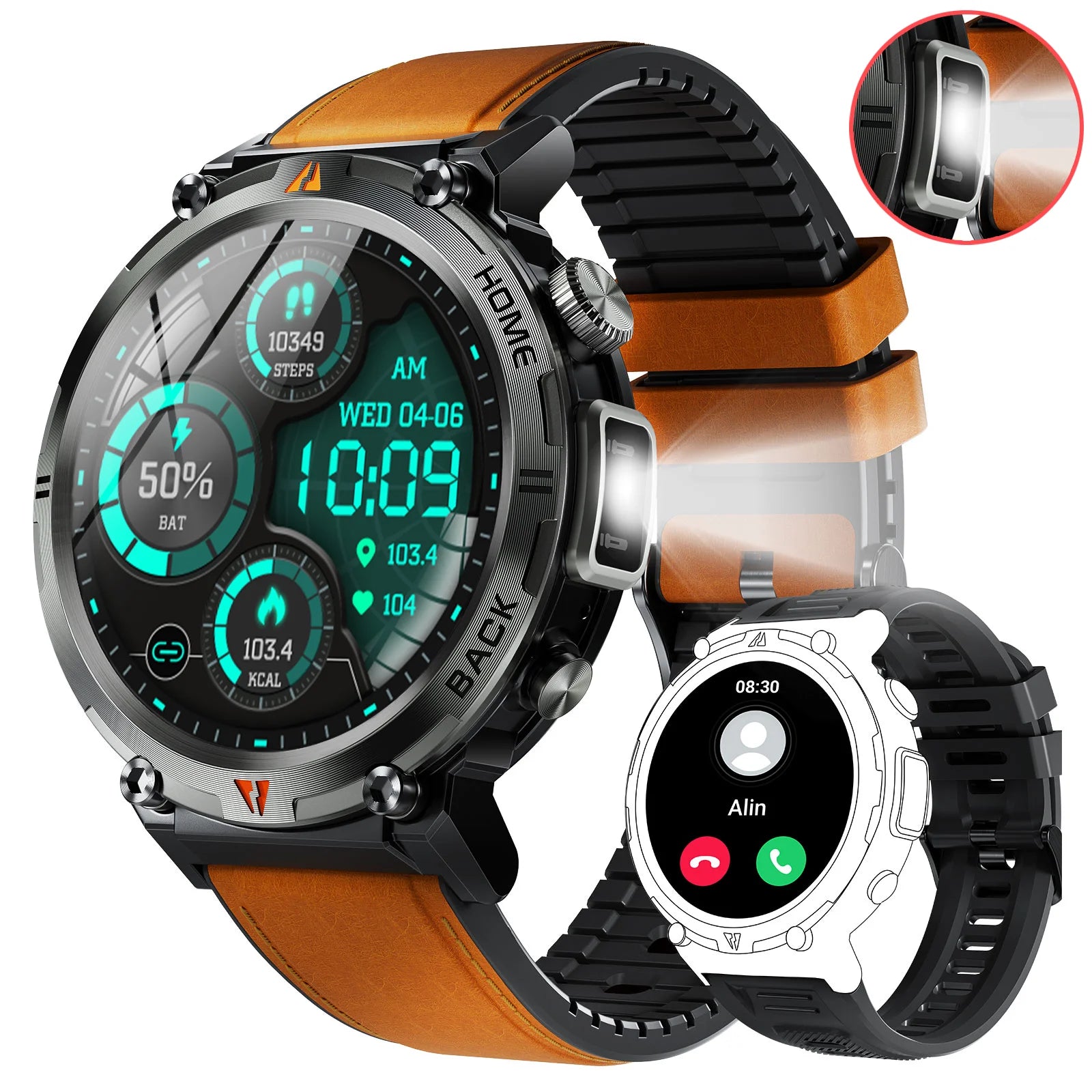 EIGIIS KE3 Bluetooth Call Smart Watch with Flashlight