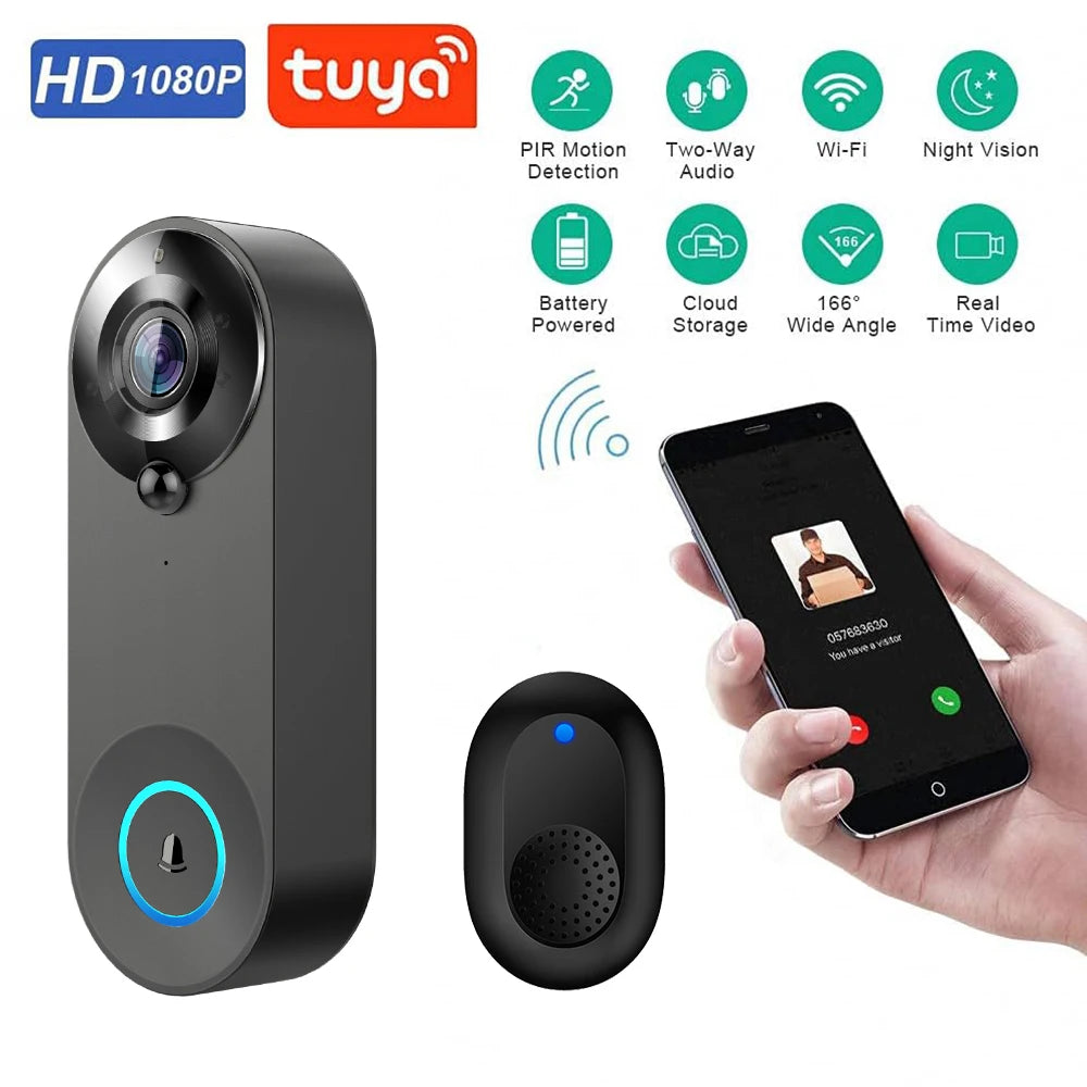 1080P Smart WiFi Video Doorbell – Tuya Compatible