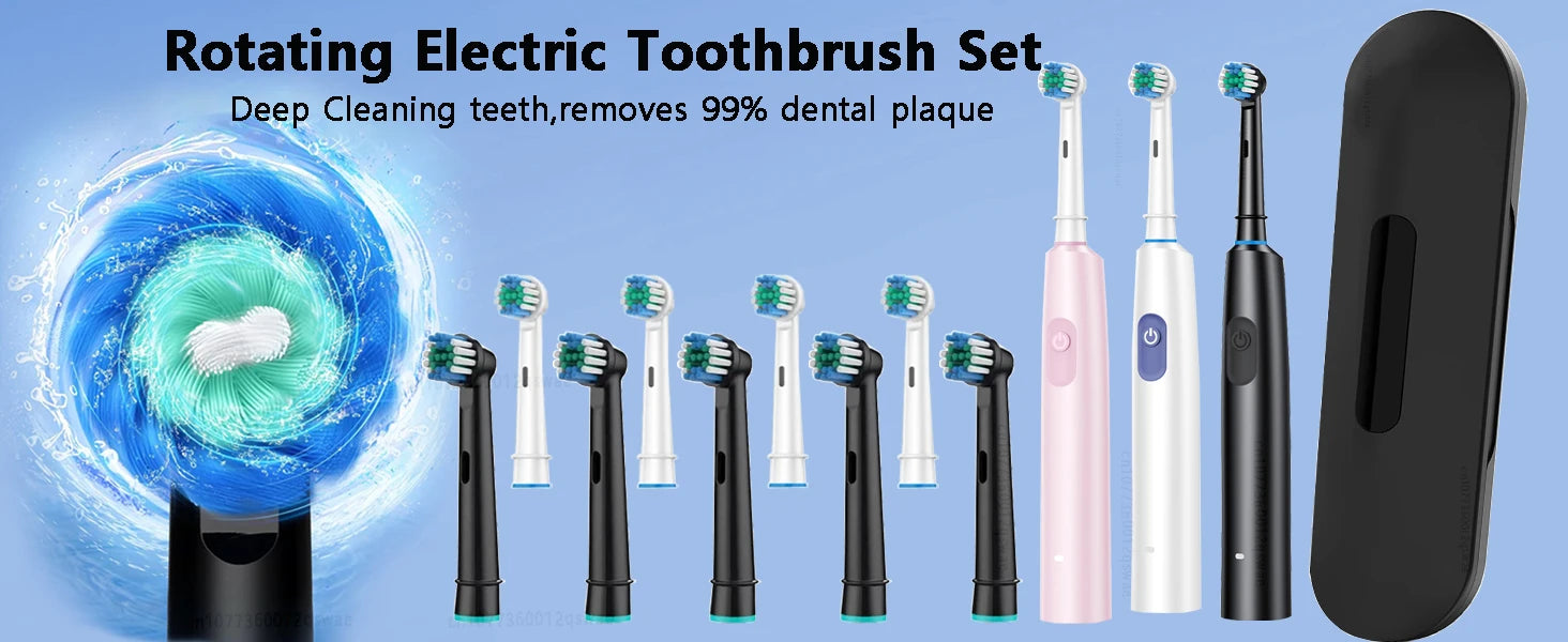 Electric Toothbrush with Rotary Cleaning & Timer