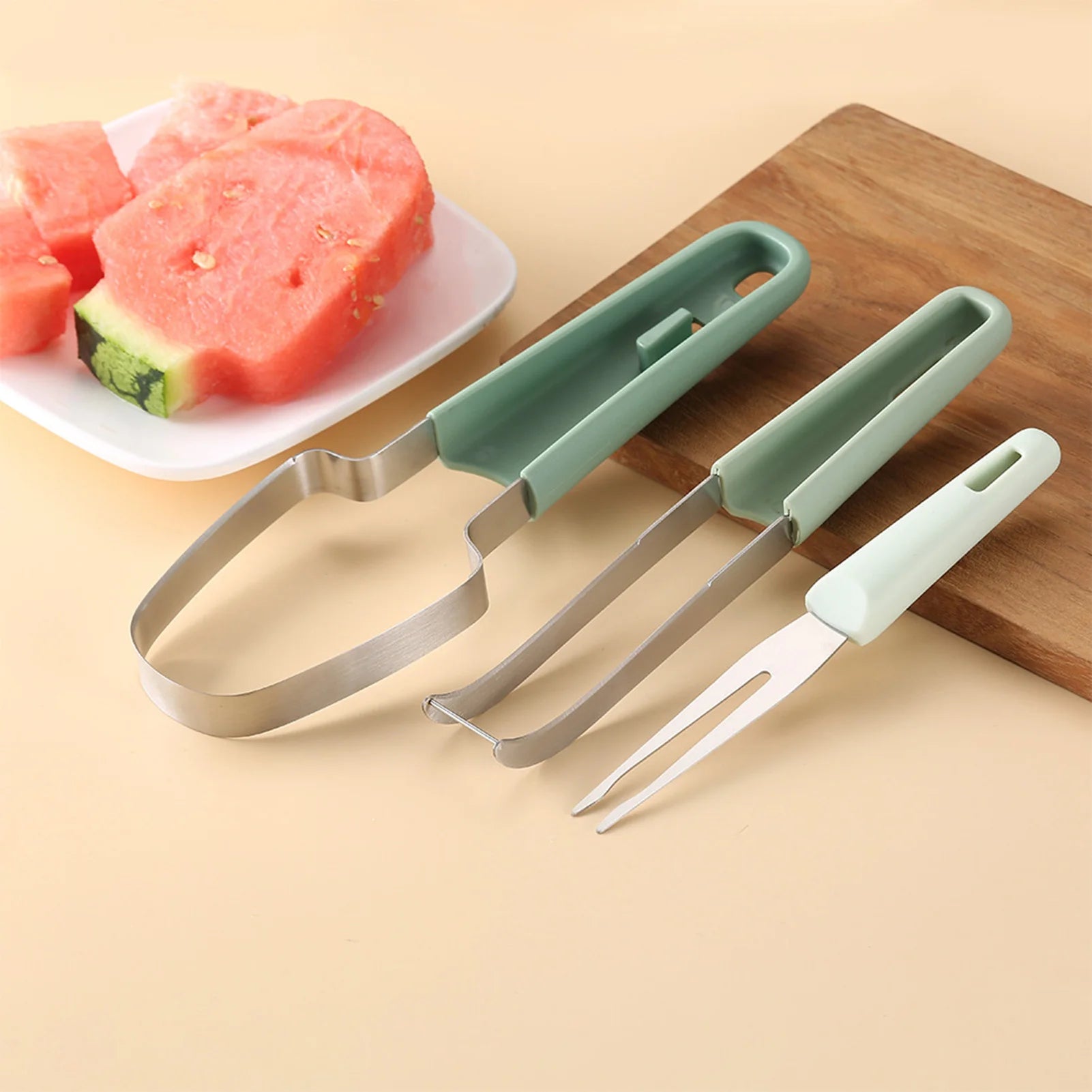 Stainless Steel Watermelon Cutter – Fork & Slicer Tool