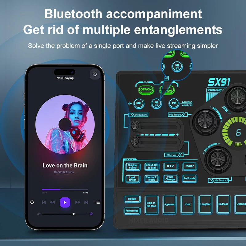 SX91 48V Audio Mixer with Voice Changer