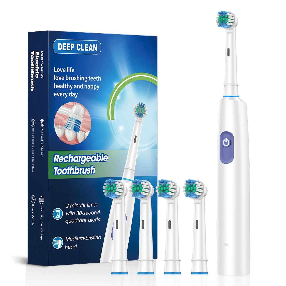 Electric Toothbrush with Rotary Cleaning & Timer