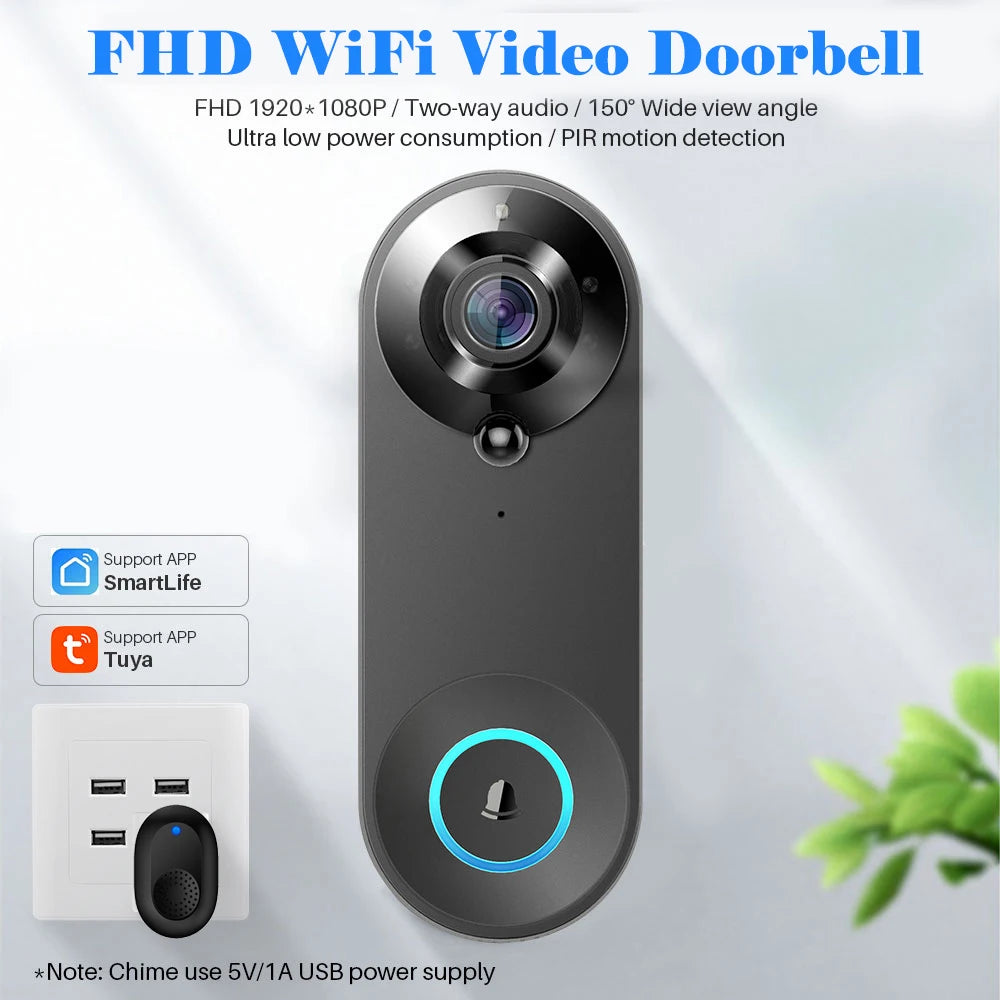 1080P Smart WiFi Video Doorbell – Tuya Compatible