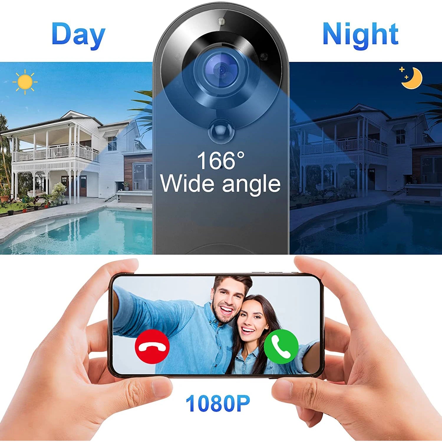 1080P Smart WiFi Video Doorbell – Tuya Compatible
