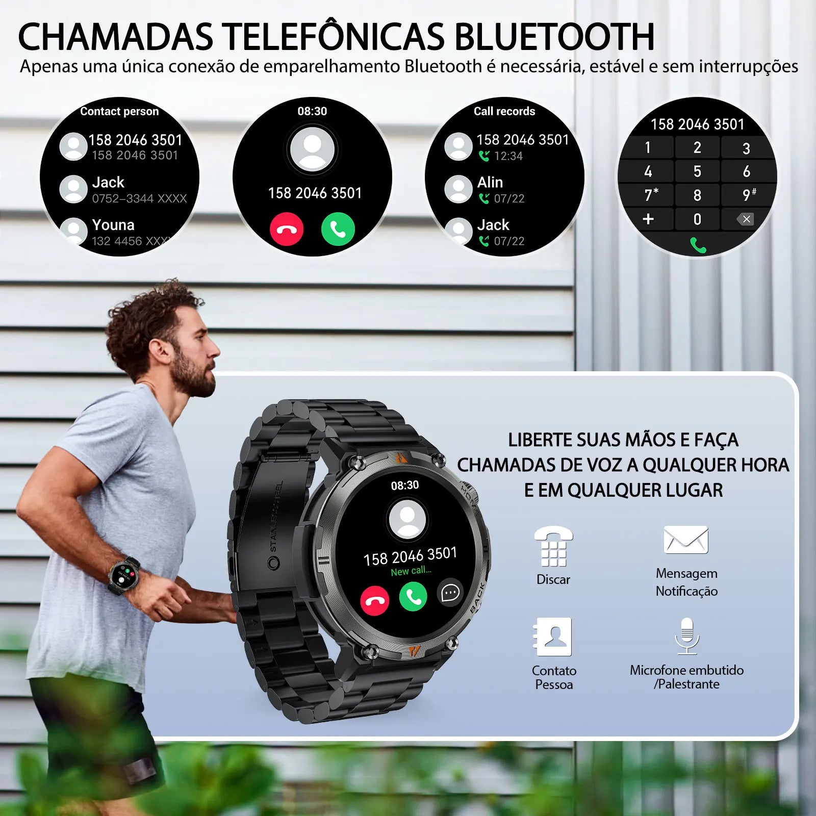 EIGIIS KE3 Bluetooth Call Smart Watch with Flashlight